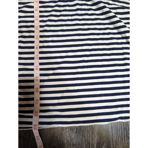 St John Blouse Top Women Large White Blue Striped Viscose - Picture 7 of 7